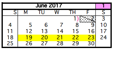 District School Academic Calendar for Stovall Middle for June 2017