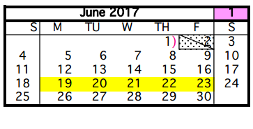 District School Academic Calendar for Smith Academy for June 2017