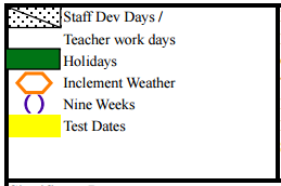 District School Academic Calendar Legend for Calvert Elementary