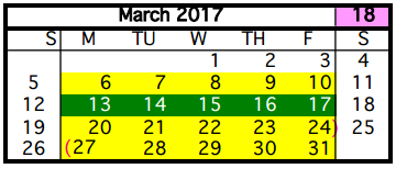 District School Academic Calendar for De Santiago Ec/pre-k Center for March 2017