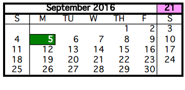 District School Academic Calendar for Marcella Inter for September 2016
