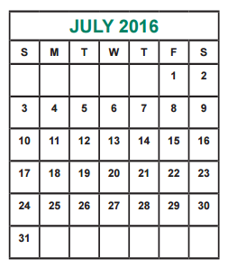 District School Academic Calendar for Heflin Elementary School for July 2016