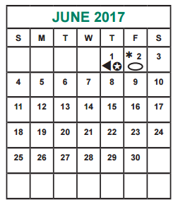District School Academic Calendar for Martin Elementary School for June 2017