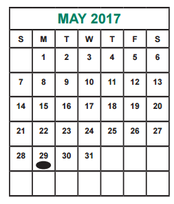 District School Academic Calendar for Admin Services for May 2017