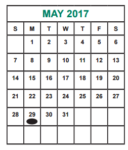 District School Academic Calendar for Holub Middle for May 2017