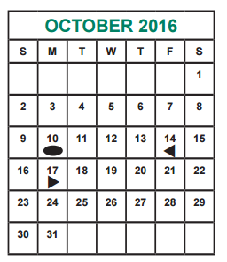 District School Academic Calendar for Youngblood Intermediate for October 2016