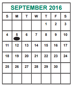 District School Academic Calendar for Bush Elementary School for September 2016