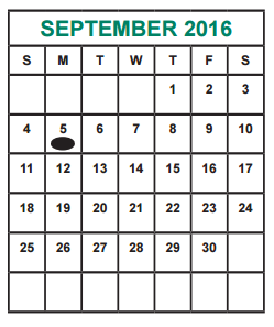 District School Academic Calendar for Alief Learning Ctr (k6) for September 2016