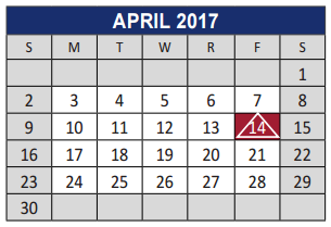 District School Academic Calendar for Lowery Freshman Center for April 2017
