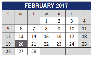 District School Academic Calendar for Lowery Freshman Center for February 2017