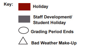 District School Academic Calendar Legend for Vaughan Elementary School