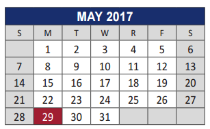 District School Academic Calendar for Chandler Elementary School for May 2017