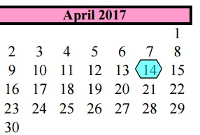 District School Academic Calendar for Alvin Pri for April 2017