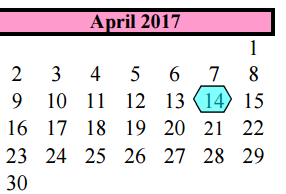 District School Academic Calendar for Alvin Reach School for April 2017