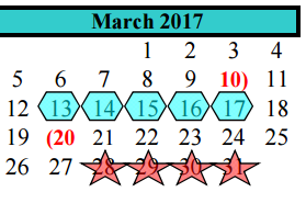 District School Academic Calendar for Assets for March 2017