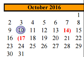 District School Academic Calendar for Longfellow Elementary for October 2016