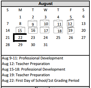 District School Academic Calendar for Wolflin Elementary for August 2016