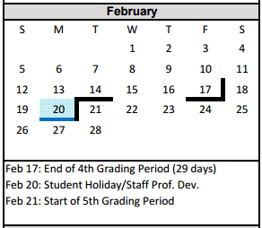 District School Academic Calendar for Coronado Elementary for February 2017