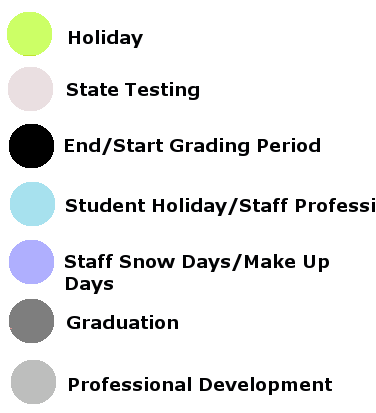 District School Academic Calendar Legend for Amarillo Area Ctr For Advanced Lrn