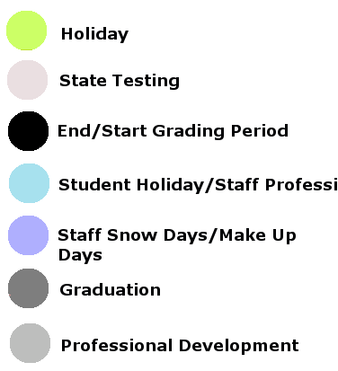 District School Academic Calendar Legend for Sleepy Hollow Elementary