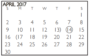 District School Academic Calendar for Key Elementary for April 2017