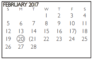 District School Academic Calendar for Homebound for February 2017