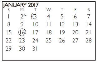 District School Academic Calendar for Miller Elementary for January 2017