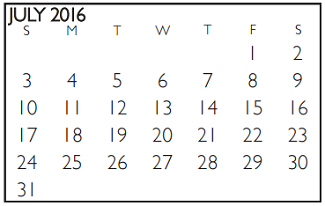 District School Academic Calendar for Sherrod Elementary School for July 2016