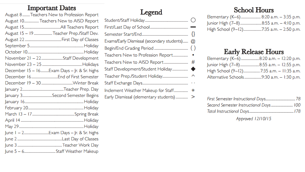 District School Academic Calendar Key for Martin High School