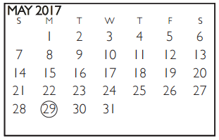 District School Academic Calendar for Anderson Elementary for May 2017