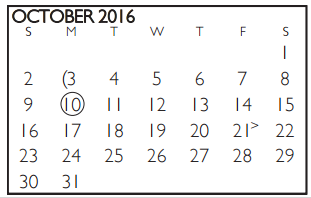 District School Academic Calendar for Little Elementary for October 2016