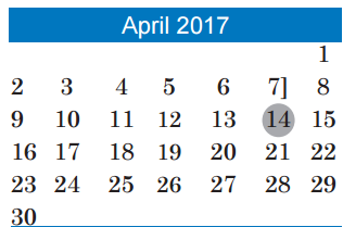 District School Academic Calendar for Leadership Academy for April 2017