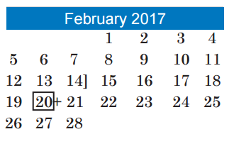 District School Academic Calendar for Reagan High School for February 2017