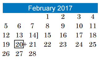 District School Academic Calendar for Pearce M S for February 2017