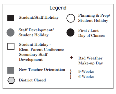 District School Academic Calendar Legend for Summitt Elementary