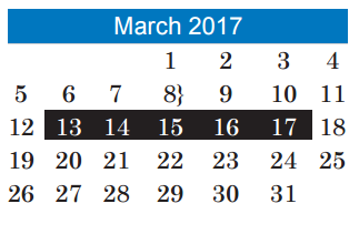 District School Academic Calendar for Johnson High School for March 2017