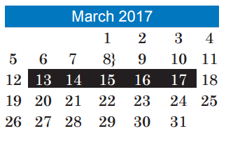 District School Academic Calendar for Widen Elementary for March 2017