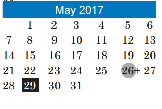 District School Academic Calendar for Summitt Elementary for May 2017