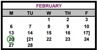 District School Academic Calendar for Bastrop County Juvenile Boot Camp for February 2017