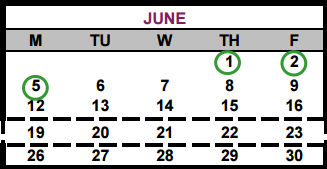 District School Academic Calendar for Lost Pines Elementary School for June 2017
