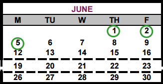 District School Academic Calendar for Bluebonnet Elementary School for June 2017