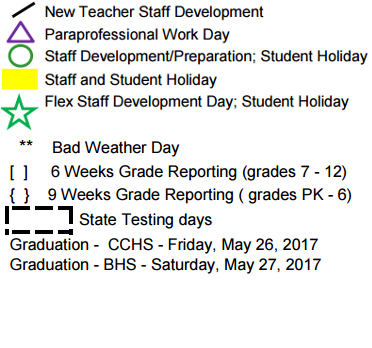 District School Academic Calendar Legend for Emile Elementary