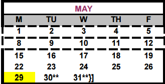 District School Academic Calendar for Bastrop County Juvenile Boot Camp for May 2017