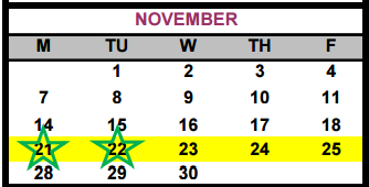 District School Academic Calendar for Bastrop Middle School for November 2016