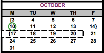 District School Academic Calendar for Cedar Creek Middle School for October 2016