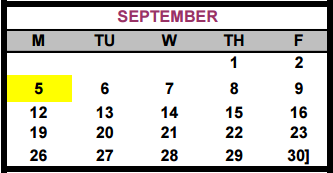 District School Academic Calendar for Lost Pines Elementary School for September 2016