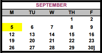 District School Academic Calendar for Bastrop County Juvenile Boot Camp for September 2016