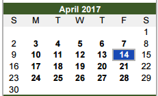 District School Academic Calendar for Paul A Brown Alternative Center for April 2017