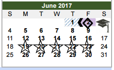 District School Academic Calendar for Paul A Brown Alternative Center for June 2017