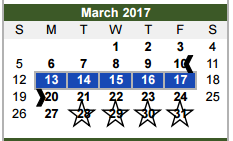 District School Academic Calendar for Bingman Head Start for March 2017